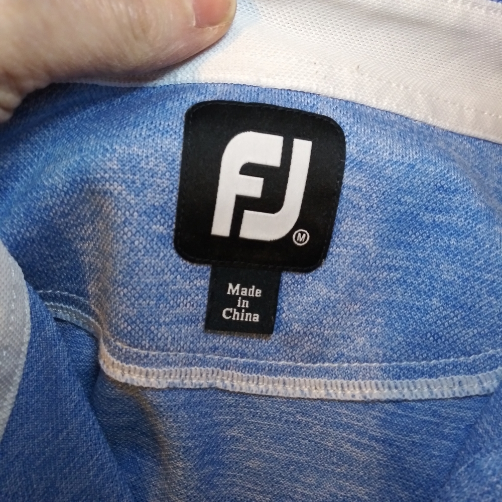 3/$18 FootJoy Light Blue & White Marled Moisture Wicking Pocketed Polo Shirt - Picture 5 of 8